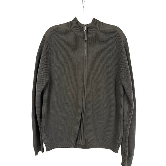 Chaps Jackets & Blazers - Vintage Chaps Brown Knit Zip-Up Jacket with Felt Elbow Patches Large